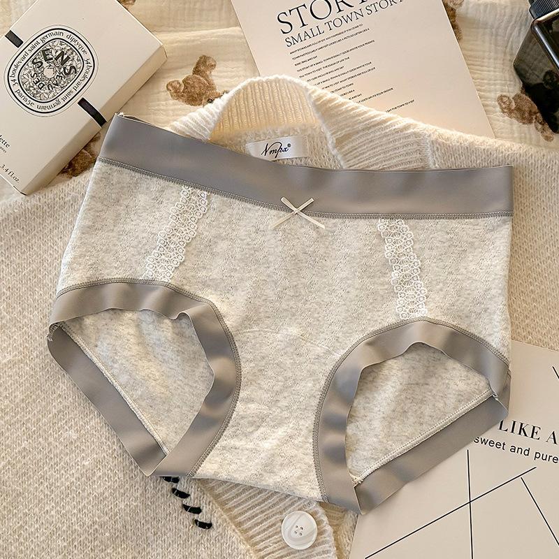 Женские Весенние и Осенние Винтажные Сумка с Вставками Кружева Бесшовные Трусы-Треугольники Средней Посадки M