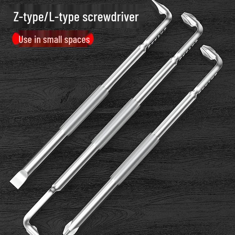Z- & L-shaped Right Angle Wrench: Dual-Use Phillips, Slotted, Hex, Torx Screwdriver Set