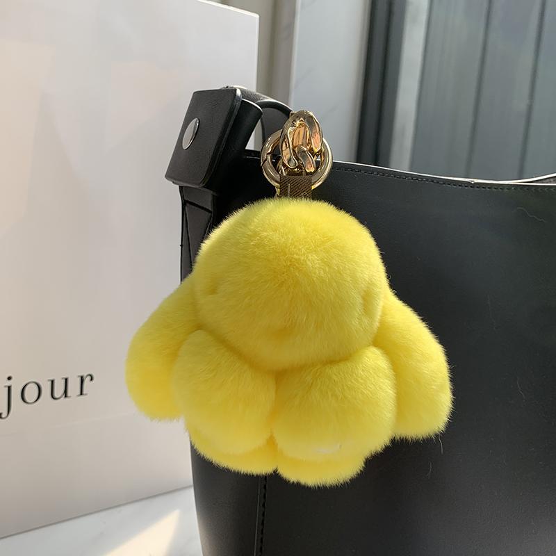 Mini Cute Real Rex Rabbit Fur Bunny Keychain Toy Doll Keyring Tote Bag Charm 10CM Fur Rabbit Keychain Car Bag Pendant