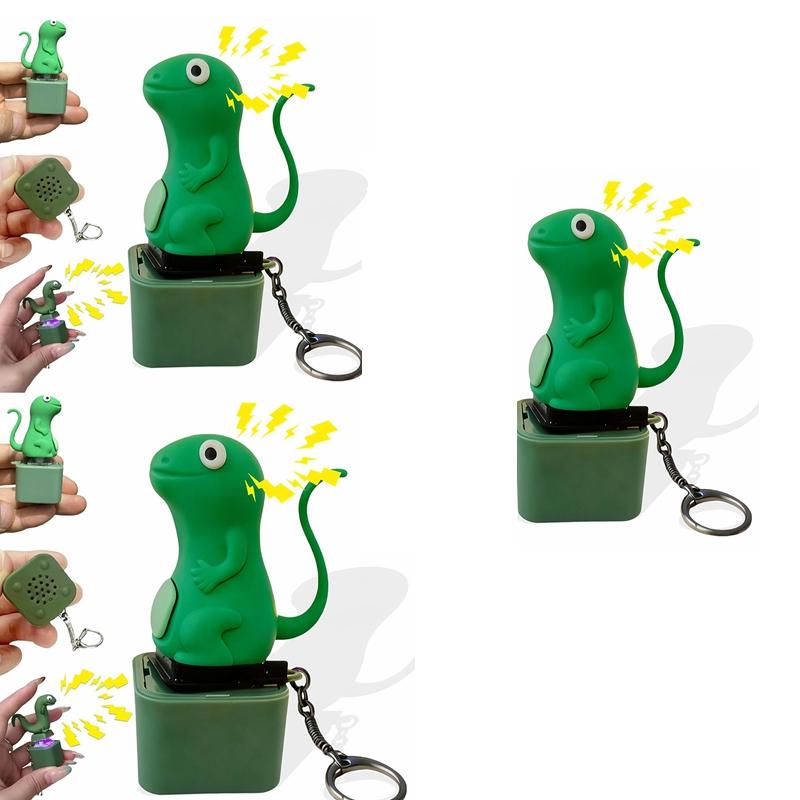 Grappige Hagedis Sleutelhanger Cartoon Hagedis Sleutelhanger Maakt Geluid LED Licht Sleutelhanger Klikkende Stressverlichtende Knop Cadeaus USB Oplaadbaar