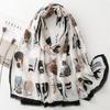 Used [New] [kinaviola] Large Stole, Large Scarf for Women, Shawl, Cat, Kitty, Nyanko, Muffler, Scarf, Outerwear, Kimono, All Seasons, Formal, Gift,