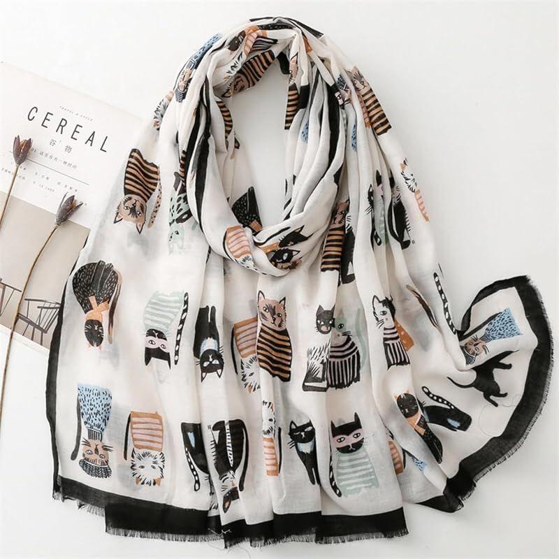 Used [New] [kinaviola] Large Stole, Large Scarf for Women, Shawl, Cat, Kitty, Nyanko, Muffler, Scarf, Outerwear, Kimono, All Seasons, Formal, Gift,