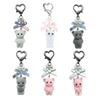 Bowknot Keychain Cute Bear Cat Pendant Key Chain Fashionable Bows Keyring Hone Lanyard Ornament for Phones Keys Bags