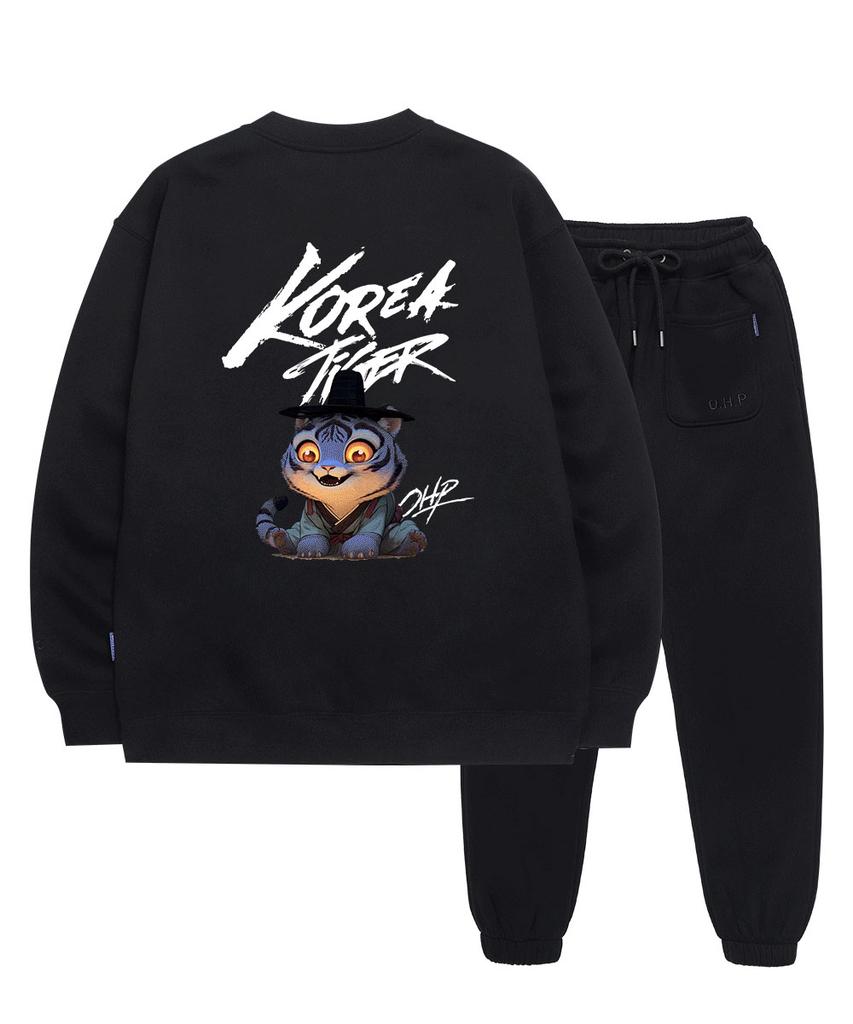 OHP Ohpxharmonia Joseon Tiger Fleece-Lined Sweatshirt 6 + Jogger Pants Set 3 Colors