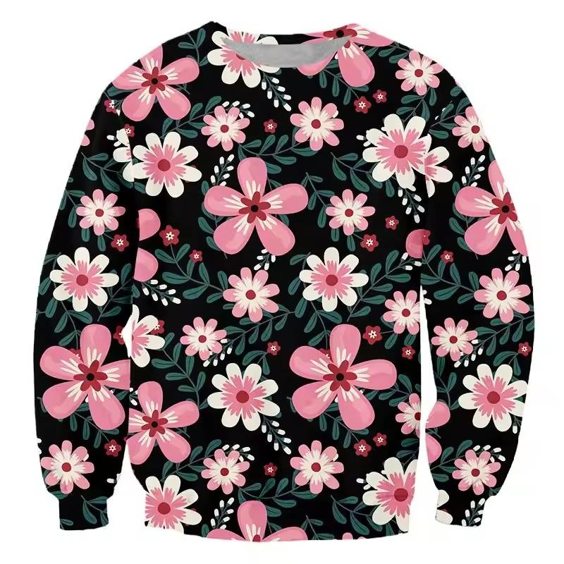 

3D Print Plants Flower Leaf Hoodie for Men Long Sleeve Sweatshirt Harajuku Fashion Round Neck Hoodie Spring Autumn Pullovers M