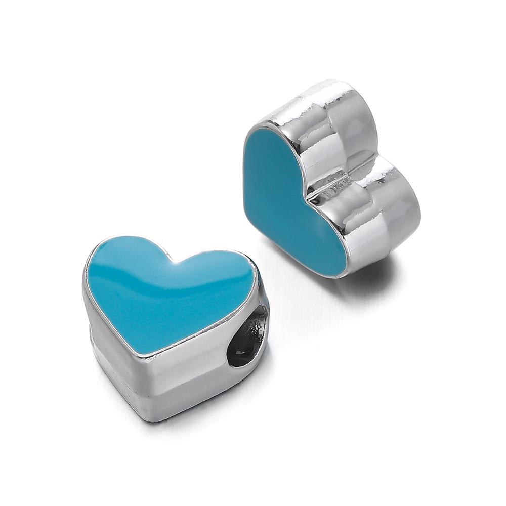 5 pezzi/Lotto Perline CCB Colorate a Forma di Cuore con Foro Grande Distanziatori Perline Sfuse per Braccialetti Collane Accessori per la Creazione di Gioielli