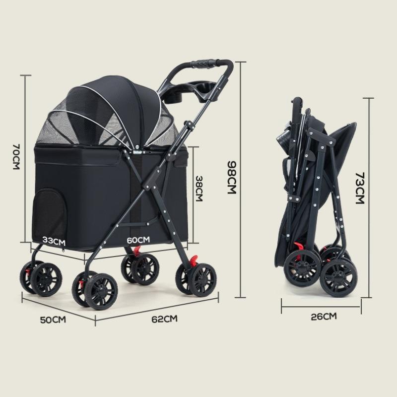 Puppy Carrier Universal Wheel Breathable Foldable Travel Stroller for Dogs Large Space Medium-sized Dog Accessories Pet Products