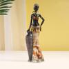 Stil Retro Statuie Femei Tribale Figurine Doamnă Africană Ornament Colecții Rășini Artizanat Artă pentru Desktop Living Room