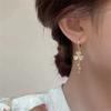 New Light Luxury Three Leaf Clover Ear Buckle with Advanced Sense Cat Eye Stone Tassel Unique Four Leaf Clover Earrings