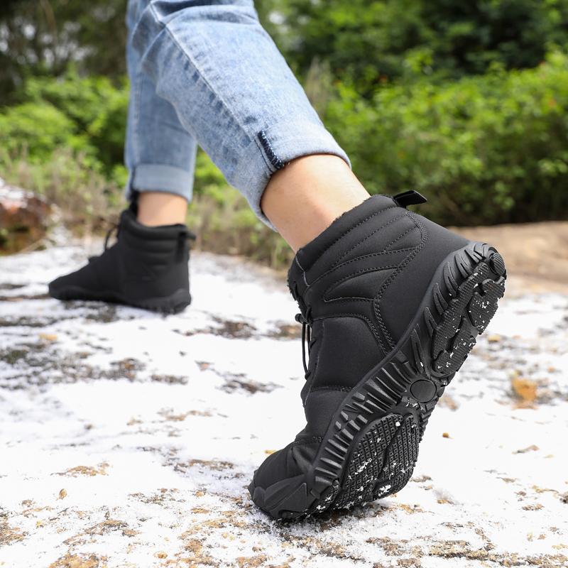 Men High-top Cotton Shoes Unisex Winter Plush Snow Boots Non-slip Women Outdoor Hiking Sneakers Wear-resistant Casual Walking Shoes