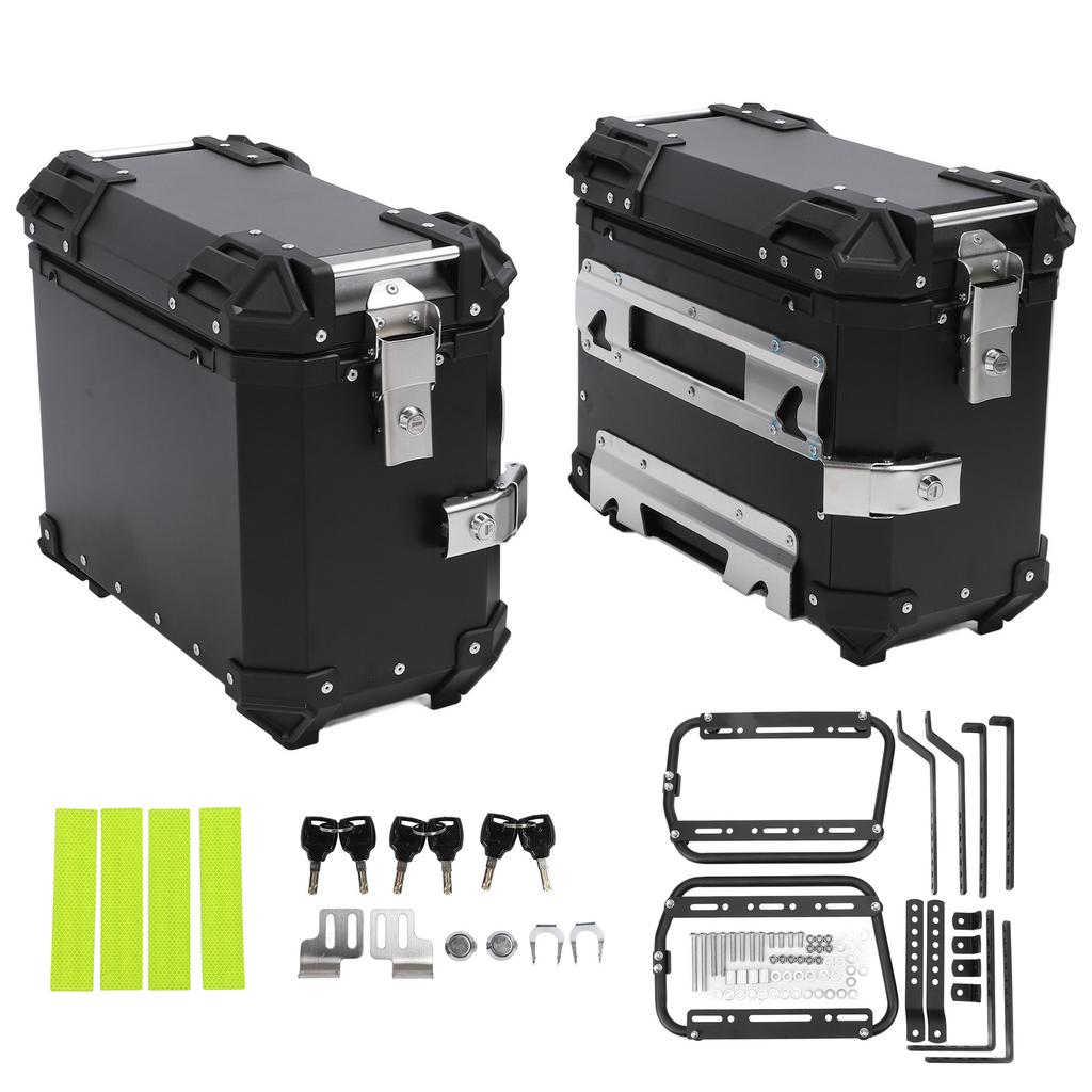 35L Motorcycle Side Case Aluminium Alloy Motorbike Hard Side Saddlebag Box with Safety Lock