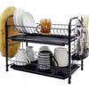 Stylish Dish Drying Rack Drip Tray Two-Tiered Loft Metal