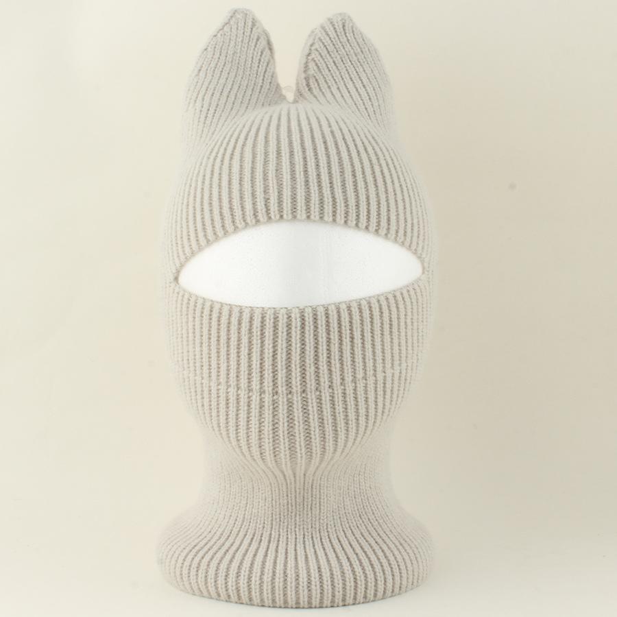 New Cartoon Winter Cat Ear Balaclava Neck Warmer Cute Knitted Hat with Detachable Face Cover for Boys Girls Warm Ear Protection