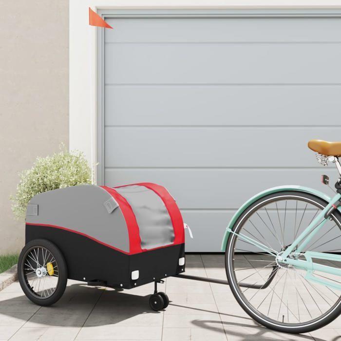 VidaXL Bicycle Trailer, Transport Cart with Safety Flag, Bicycle Stroller with Wheels and Hitch, 94146