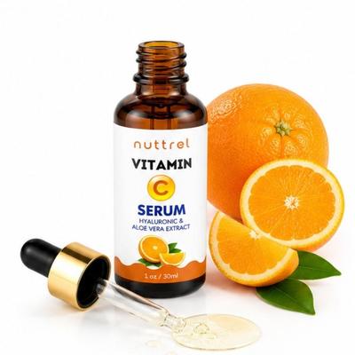 Nuttrel Vitamin C Hautpflege Serum Essence | Feuchtigkeitsspendendes Gesichtsserum mit Hyaluronsäure & Aloe Vera | 30ml