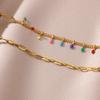 Anklets for Women Summer Beach Accessories Boho Colorful Stainless Steel Two Layer Chain Anklet Leg Bracelets Fashion Jewelry