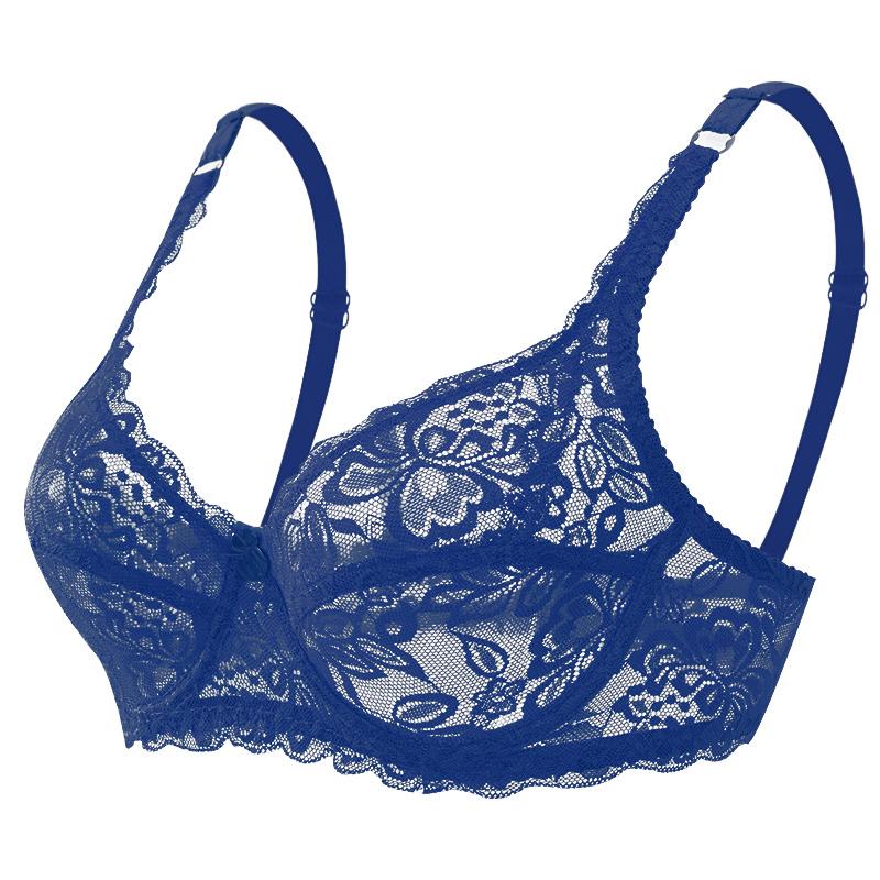 Europa und die Vereinigten Staaten Dünne Einschicht Sexy BH Volle Spitze Stahlring Cottonless BH Einstellbare Big Yards BH