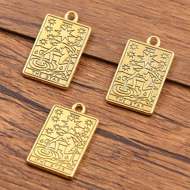 Zinc Alloy Tarot Card Pendant, 6 Styles 14x23mm, Popular In Trendy Jewelry.