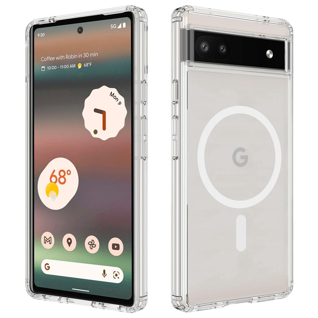For Google Pixel 6a Case Transparent Magnetic Phone Cover Compatible with MagSafe