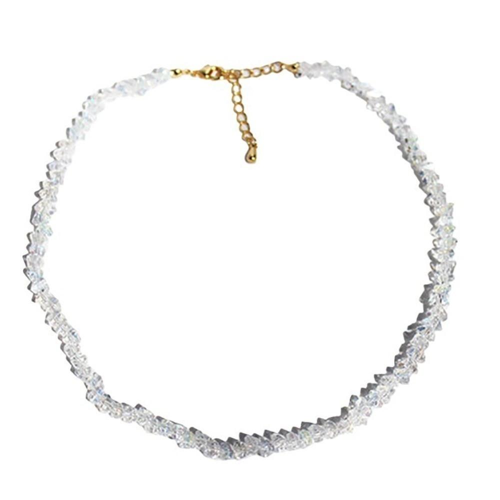 Multi-faceted Crystal Glass Crystal Choker Necklace Simple Collarbone Necklace Women