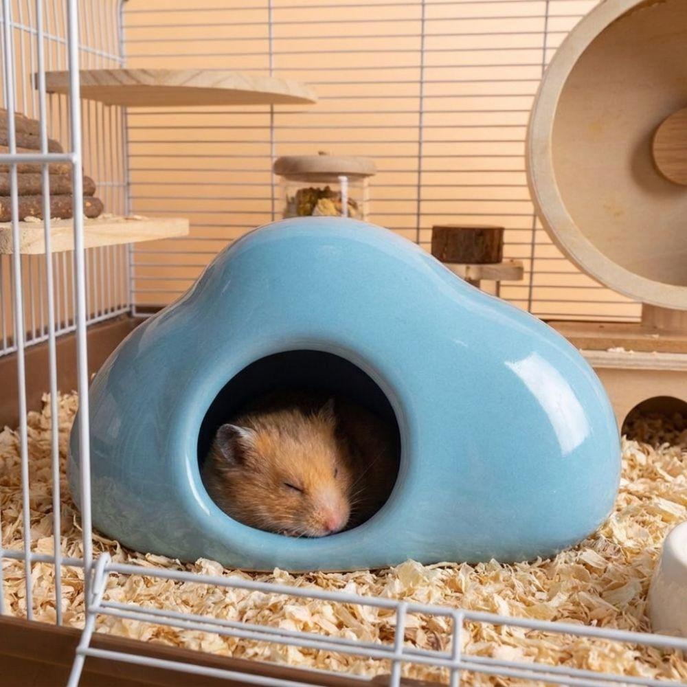 Non-Slip Ceramic Hamster Nest Smooth Surface Hamster Cooling House  Summer Cooling