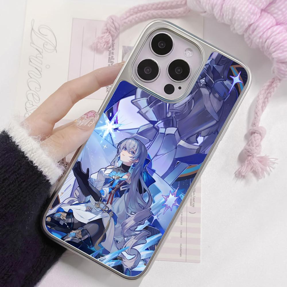 HSR Bronya Versilbertes Handyhülle für iPhone 17 16 15 14 13 12 11 Air Pro Max Plus Bunte Hülle