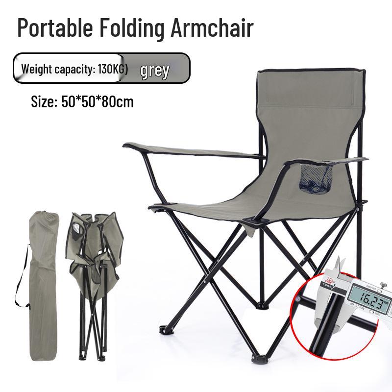 Portable Folding Camping Chair with Armrests for Outdoor Fishing and Beach Leisure