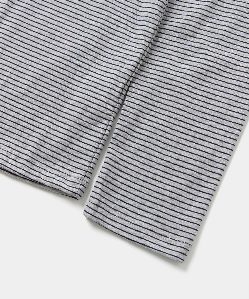 Laikeueomojeu Striped Henley Neck Long Sleeve_Gray