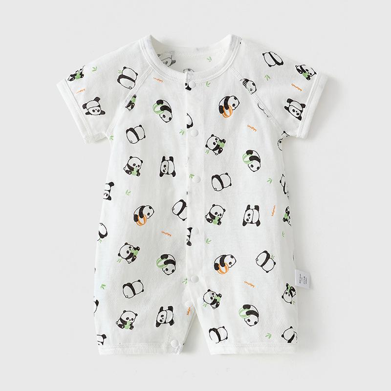 Neugeborenen-Baumwoll-Strampler mit kurzen Ärmeln: Atmungsaktiver, nahtloser Klimaanzug-Anzug