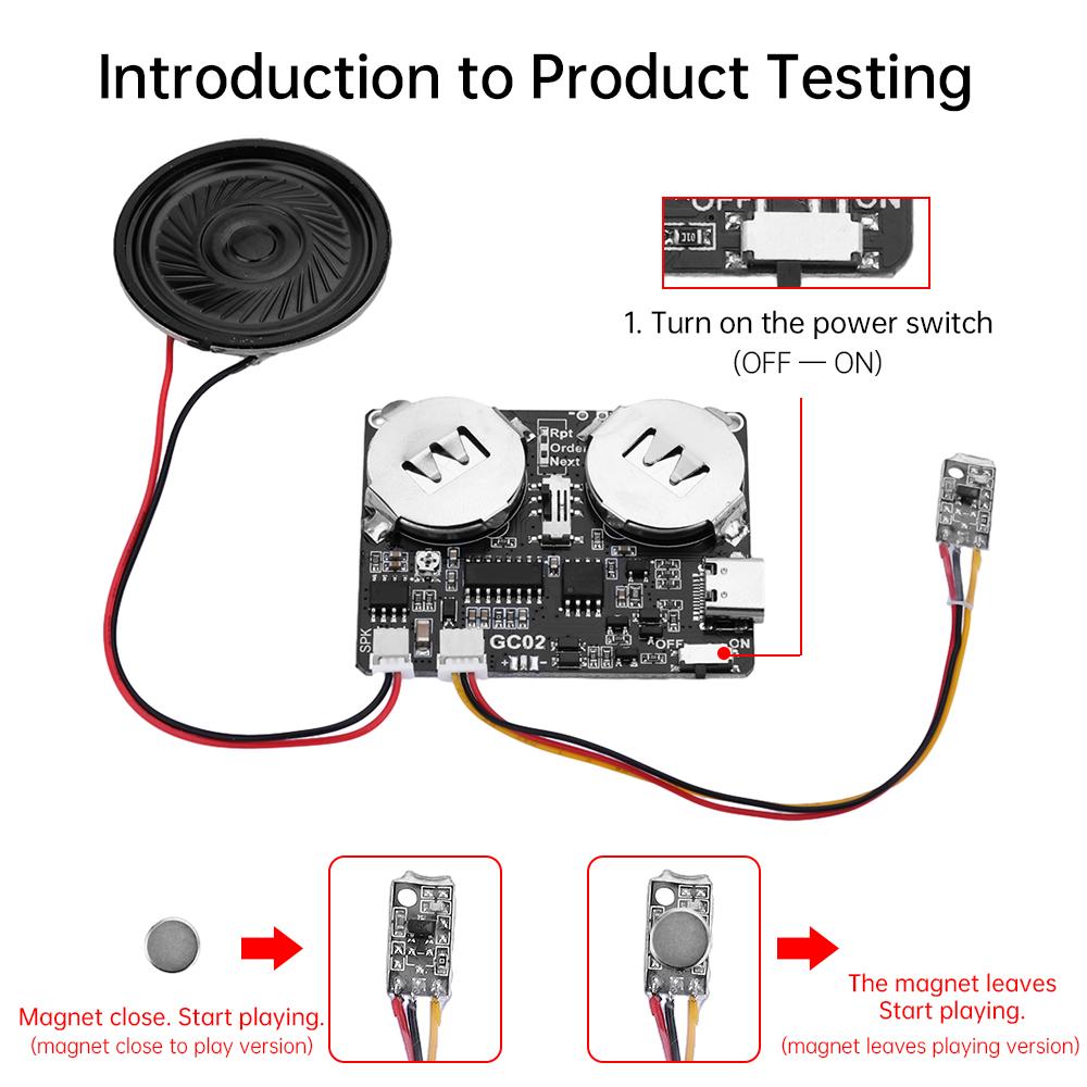 Aufnehmbares Soundmodul Knopf/Magnet Steuerung Sound Chip 8M MP3 WAV Musik Sprachwiedergabe Programmierbare Platine mit Lautsprecher für DIY