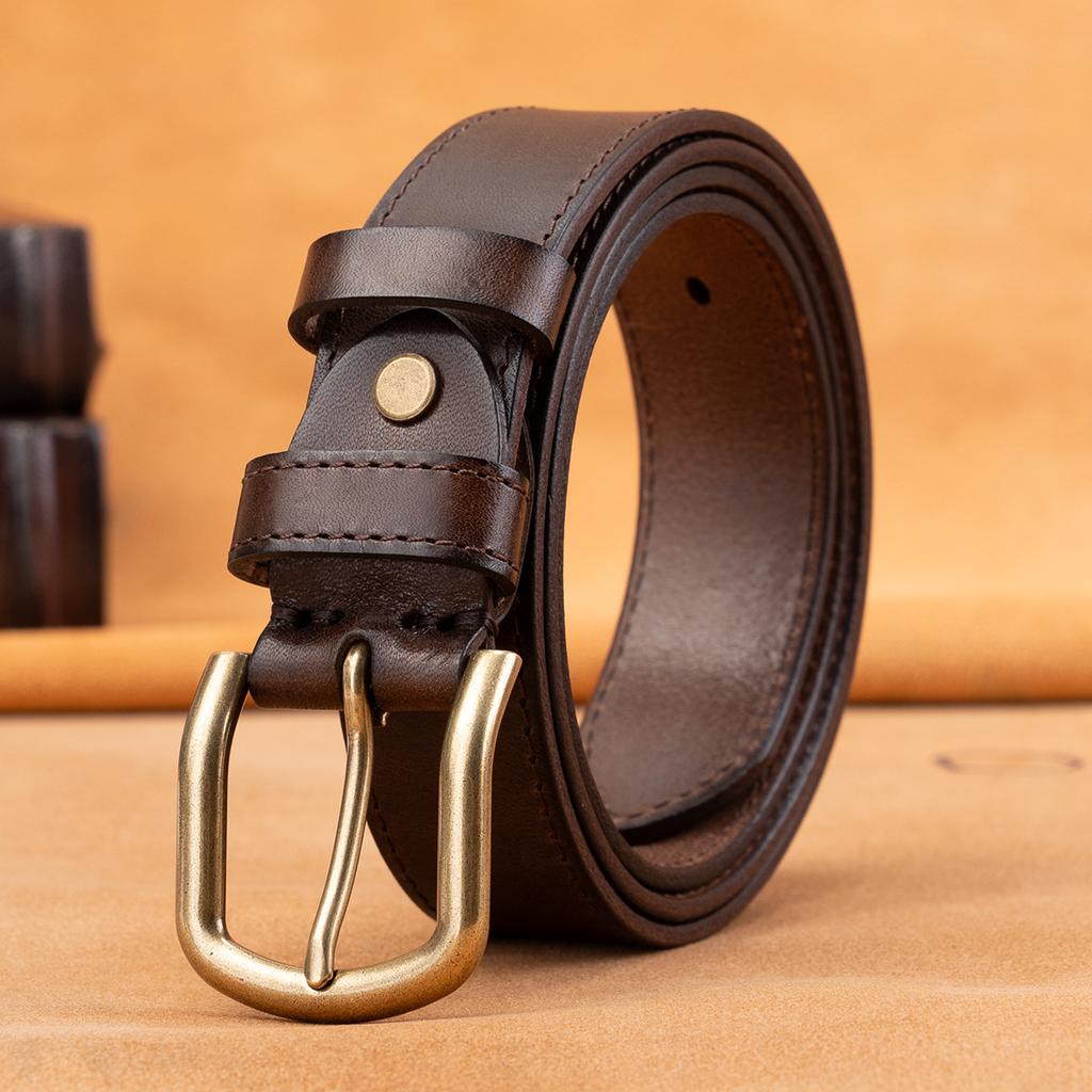 Men'S Whole First-Layer Cowhide Belt Casual Versatile Pin Buckle Leather Belt Business Middle-Aged And Young Men'S Belt