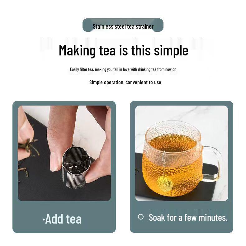 Detachable 304 Stainless Steel Tea Infuser & Strainer - Washable Tea Leaves Filter & Slag Separator for Easy Brewing