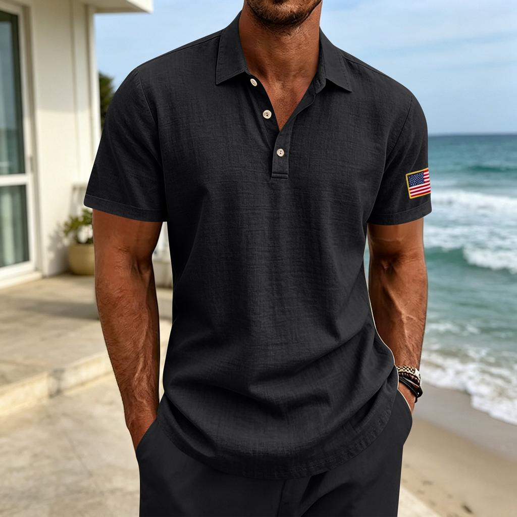 Herren Leinen Polohemden für Herren Kurzarm Hemd mit Knöpfen Herren Freizeit Golfhemden für Herren Henley Hemden für Herren Bequeme Passform