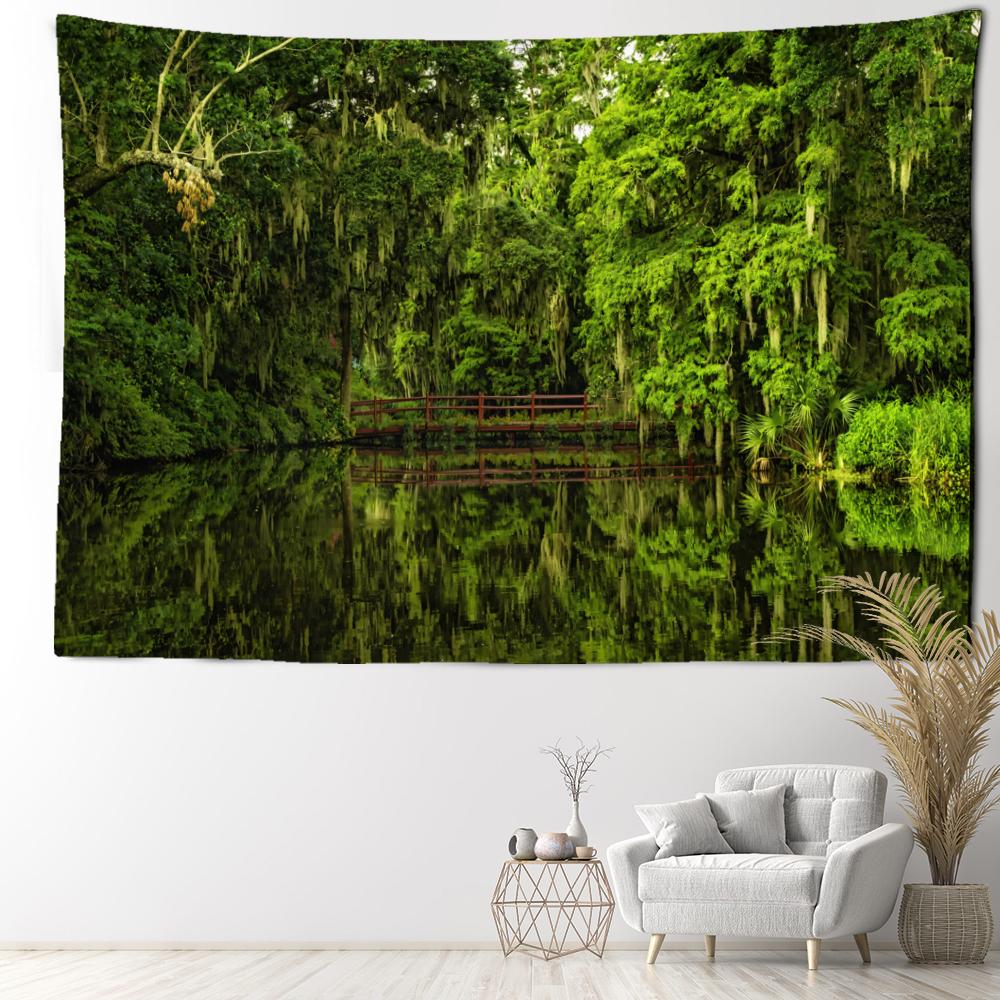 Forest Plank Path Landscape Tapestry Wall Hanging Art Abstract Mysterious Bohemian Hippie Aesthetics Room Home Decor