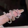 Exquisite Pink Zircon Butterfly Adjustable Ring