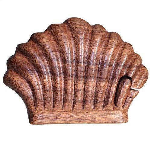 Wooden Secret Compartment Puzzle Box, Sea Shell