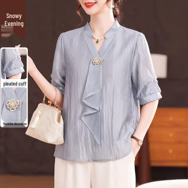 XUEXI Women s Summer Chiffon Short Sleeve Top & Matching Bottoms 3XL