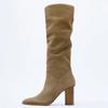 Western Winter Knee High Boots Women's Shoes Suede Leather Black Beige Tall Long Chelsea Boots Female 2025 New Trends Shoes