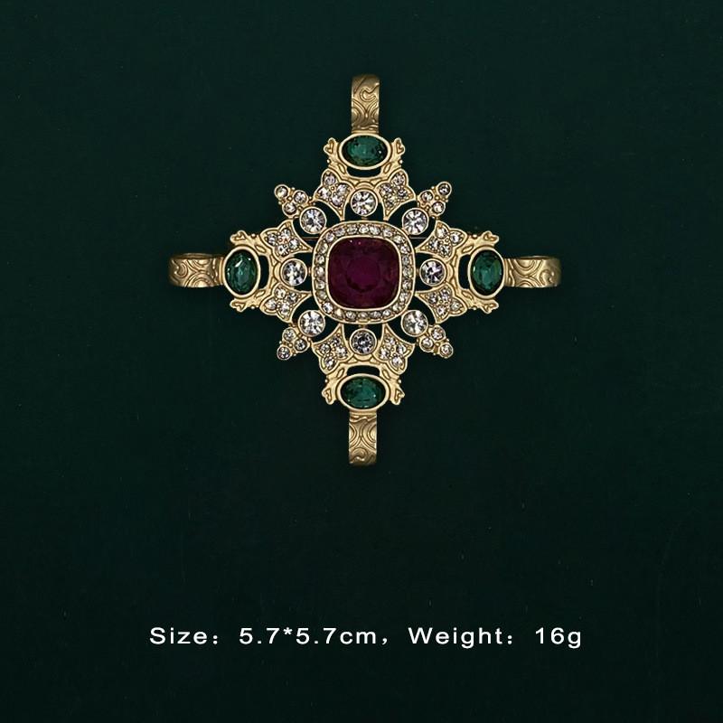 Spilla Barocca in Cristallo Vintage con Pietra Preziosa Design Geometrico Vuoto Per Regalo e Decorazione