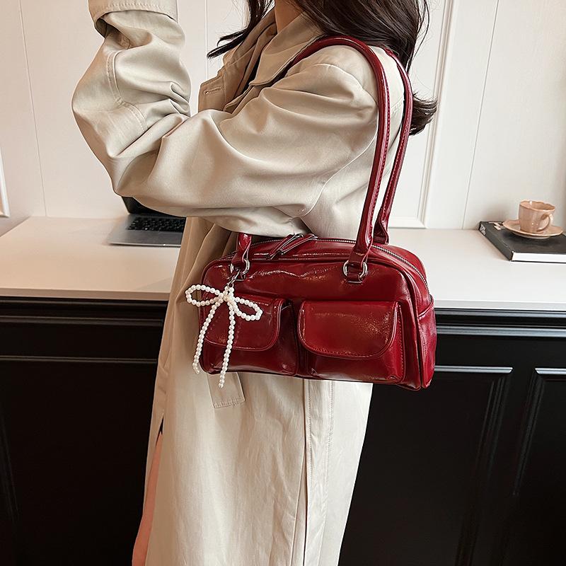 Ballet Style Bow Underarm Bag Women's 2025 New Large-capacity Solid Color Portable Shoulder Bag