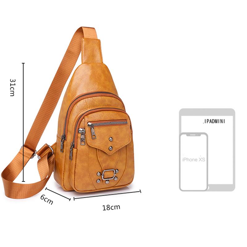 Women's Vintage Chest Pack Retro PU Leather Shoulder Crossbody Chest Bags Women Messenger Pouch Female Handbags Designer