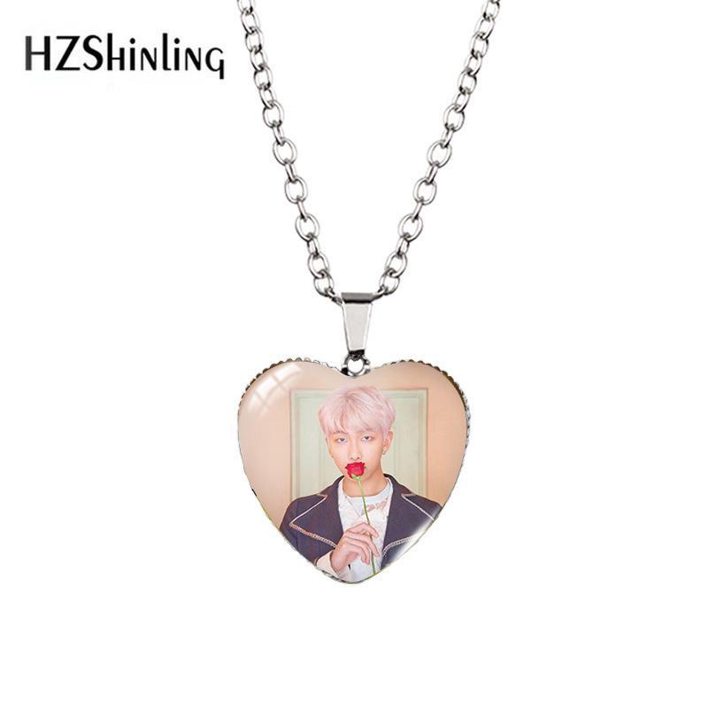 BTS-Halskettenanhänger in Herzform mit Edelstein – beliebter koreanischer Stil in Europa, Amerika und Korea.