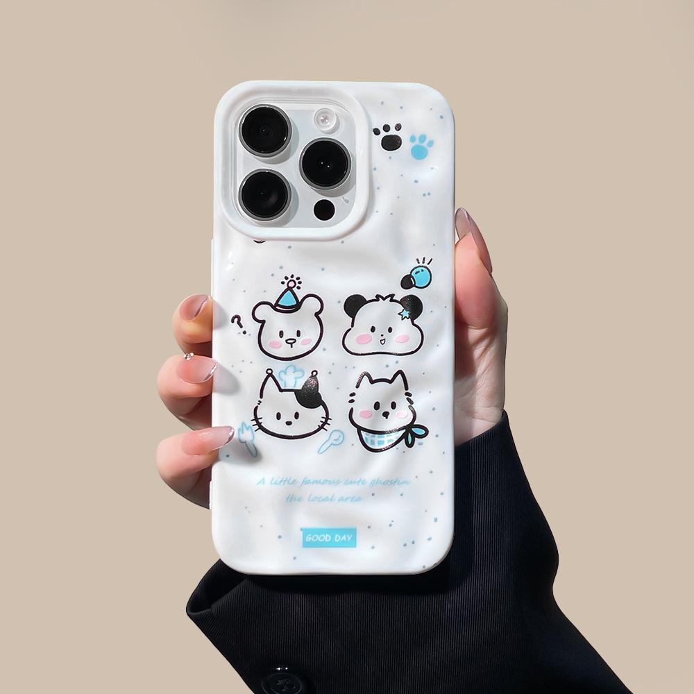 Ins Wind Cartoon Puppy Suitable for Apple 16Pro Mobile Phone Case Diagonal Span iPhone15/14 Lanyard Protective Case 13