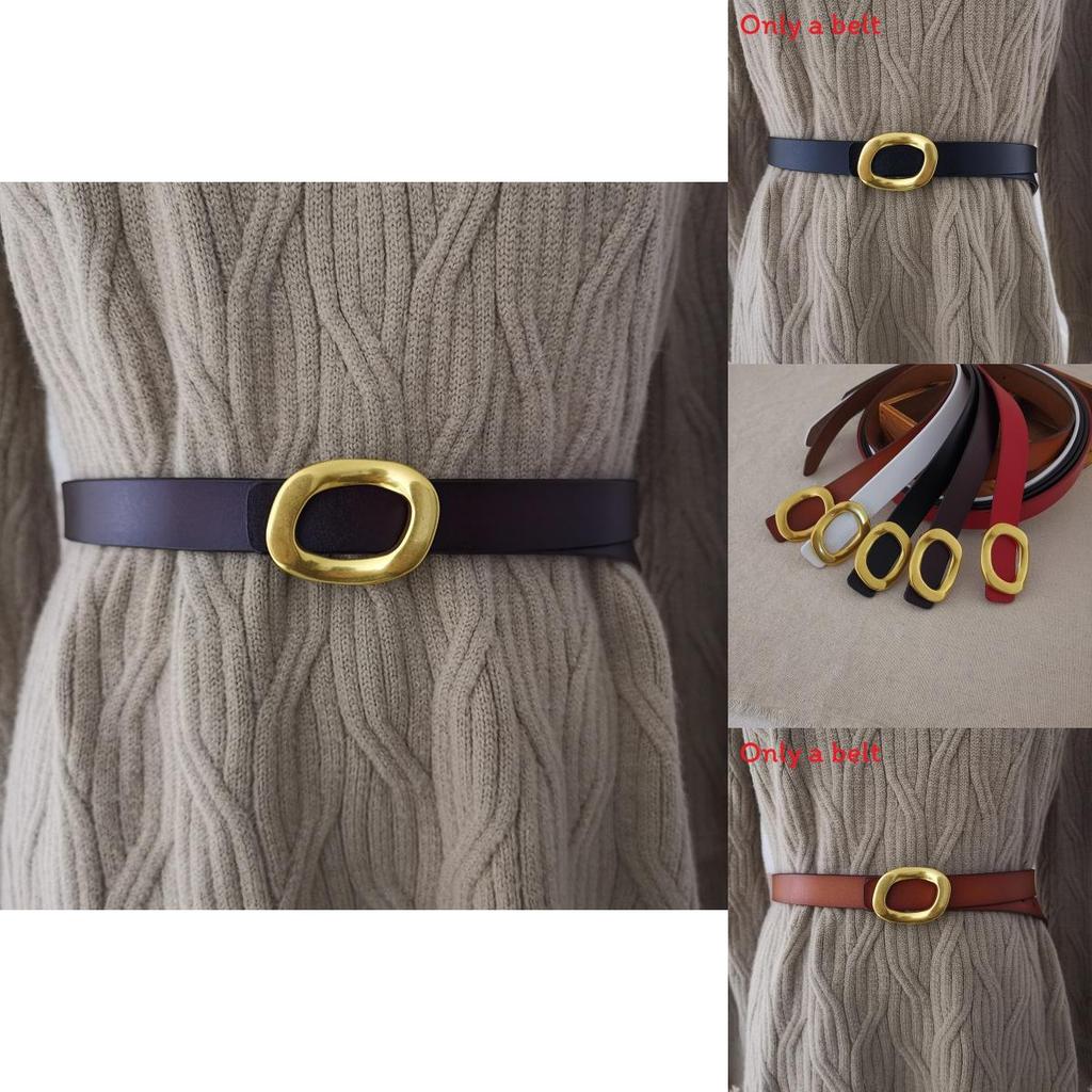 Fashion Leather Waist Belt For Women With Silver Button Closure For Daily Use