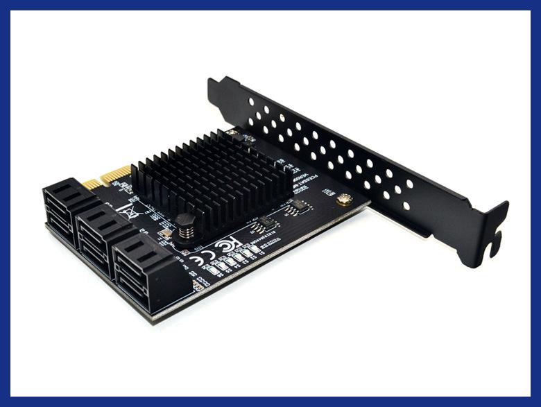 PCI-E to SATA 3.0 Expansion Card 4-Port/6-Port 6Gbps Adapter for IPFS and Chia with 88SE9215 Chip.