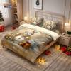 Comforter 3Pcs Golden Christmas Snowman Printed Chipless Bedding Set Soft Dormitory Bedroom Multiple Sizes Machine Washable