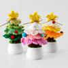 Mini Árbol de Navidad Tejido Simulación Árbol de Navidad de Ganchillo Adorno Bonsái para Centro Comercial Tienda Decoración del Hogar Verde