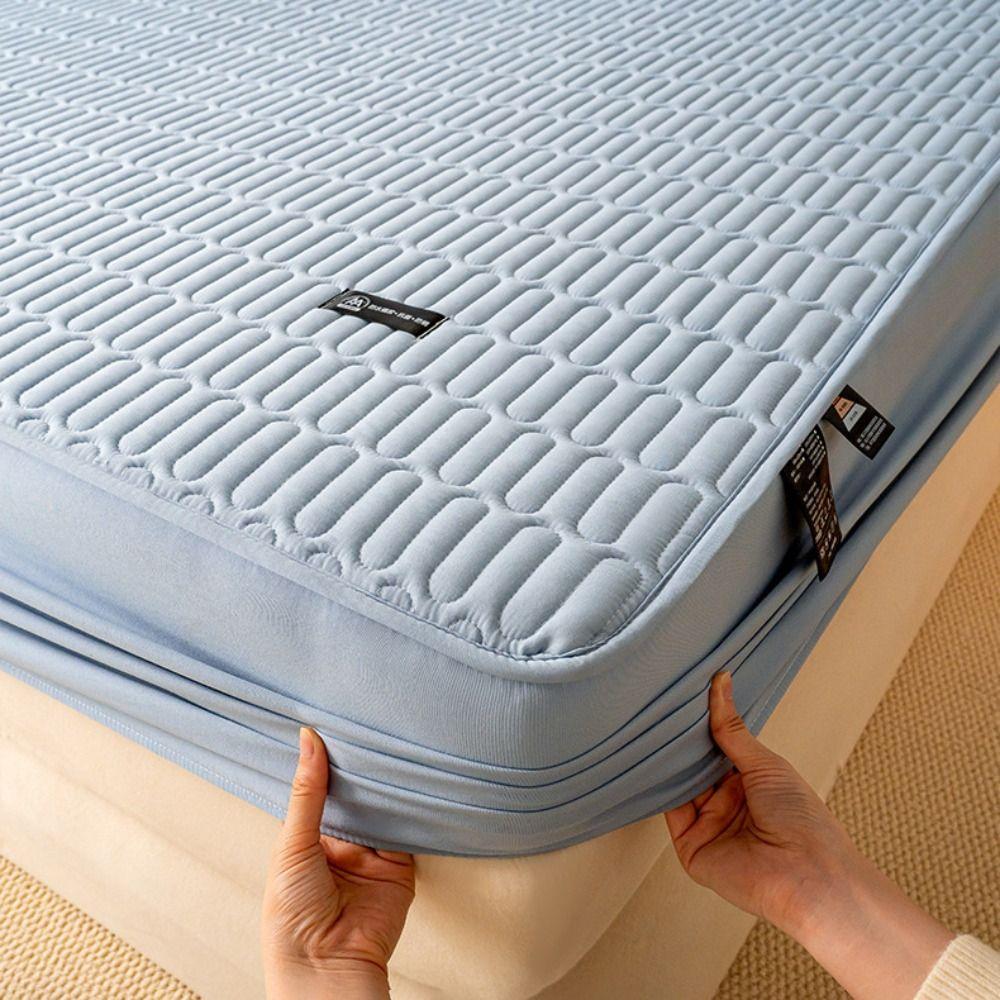 Durable 5FT/5.9FT Anti-Slip Mattress Cover Breathable Dust Proof Bedding Cover Thickened Waterproof Bed Sheet Bedroom Home Use