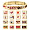 Y2K Gold Color Red Moon Watermelon Cherry Cat Tulip Italian Charm Link Fit 9MM Stainless Steel Bracelet Women DIY Making Gifts