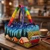 Women's Large Bohemian Retro Quilted Tote Bag Suitable  Travel Shopping Hippie Handbag Quilted Machine Washable, Spacious Carryall for Outings